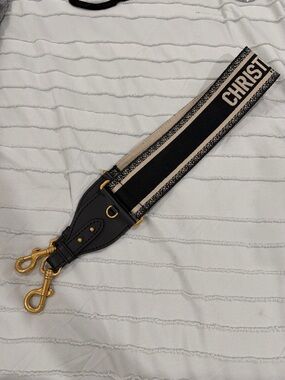 Dior Black and Beige Canvas Bag Strap